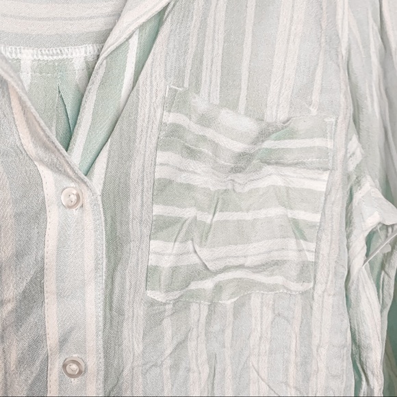 Abound Weekend Tie Front Button Down Shirt Light Blue Stripe Size Small NWOT - Picture 5 of 8